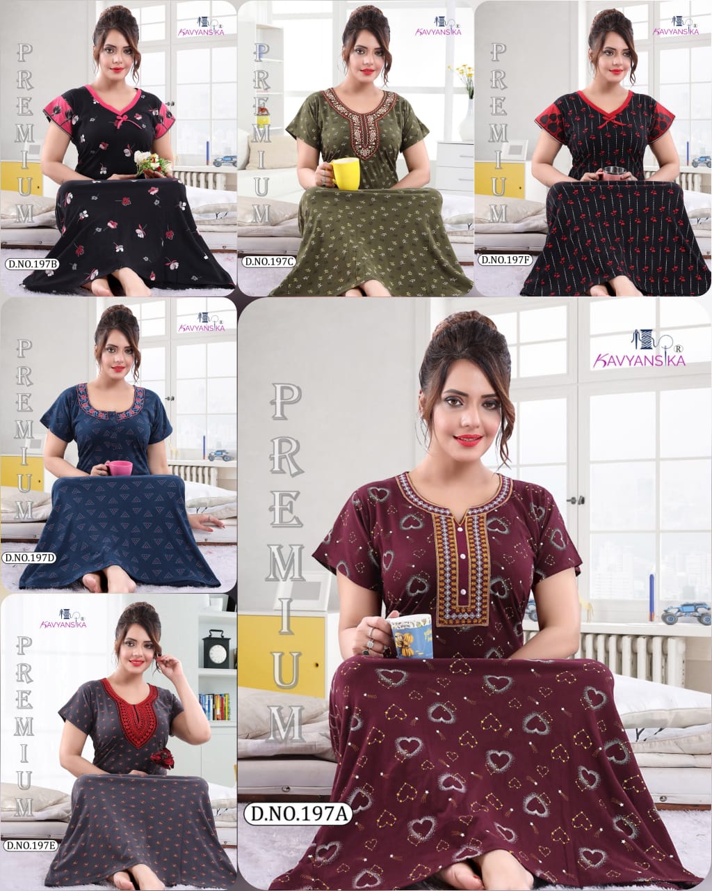 Kavyansika 197 Night Wear Embroidery Printed Nighty Collection